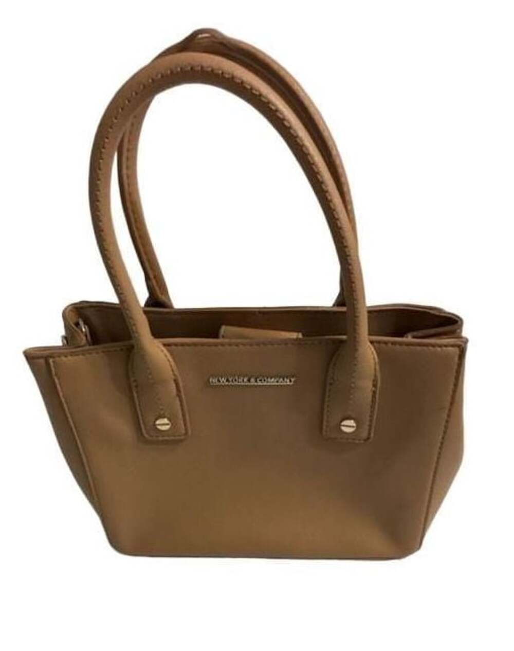 New York & Company Camel Faux Leather Compact Tote Handbag